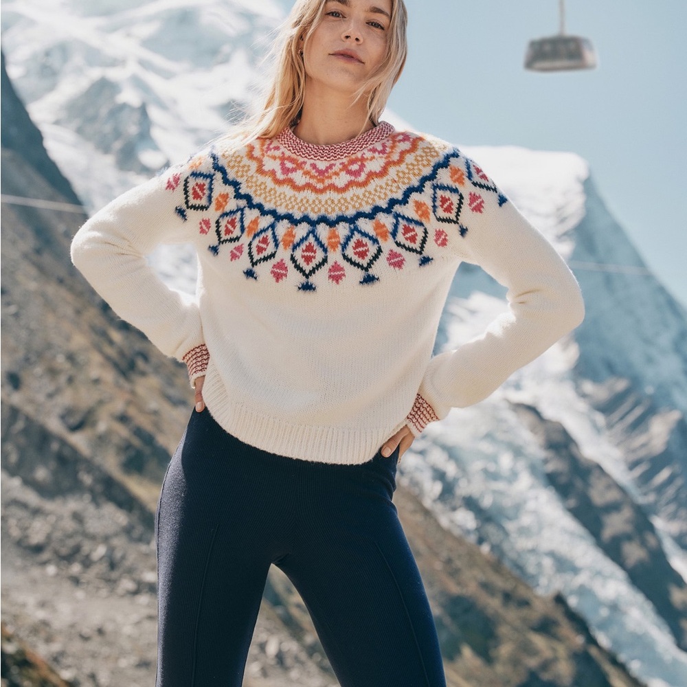 Marine Layer White Sweater with Multicolor Pattern